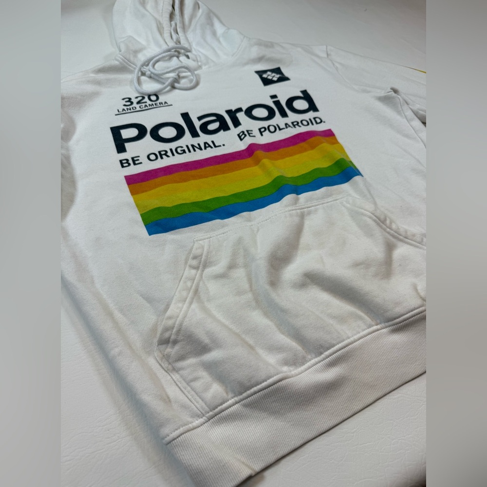 Polaroid vintage inspired hoodie some staining adult large (bin Z)